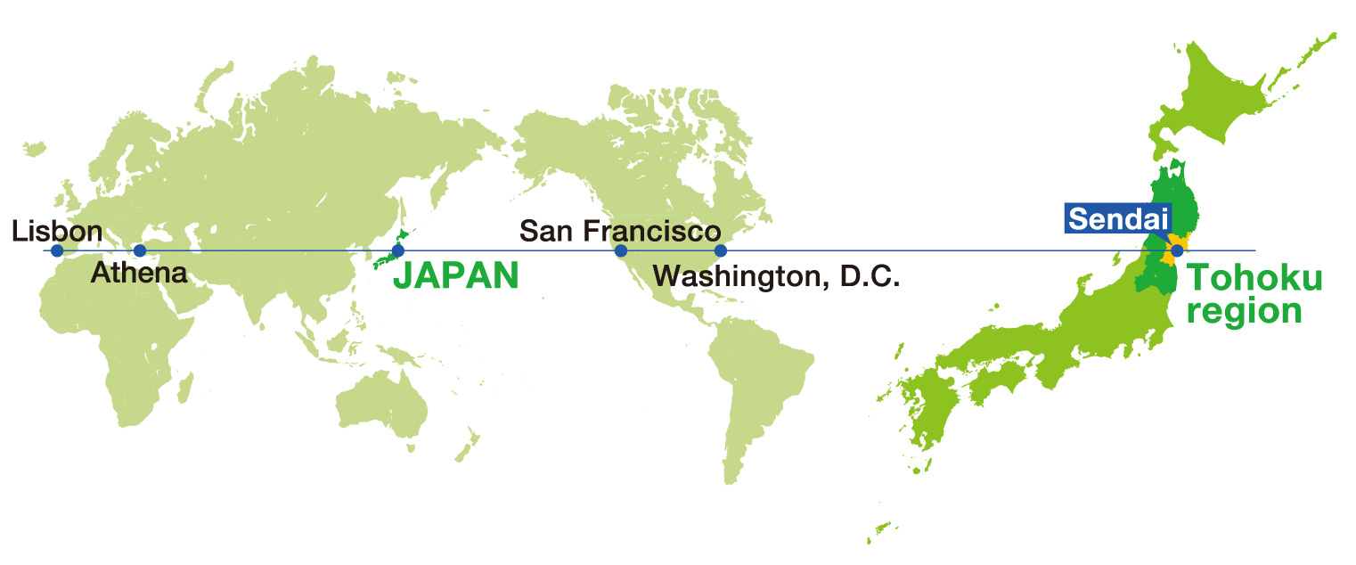地図：宮城県仙台市への案内